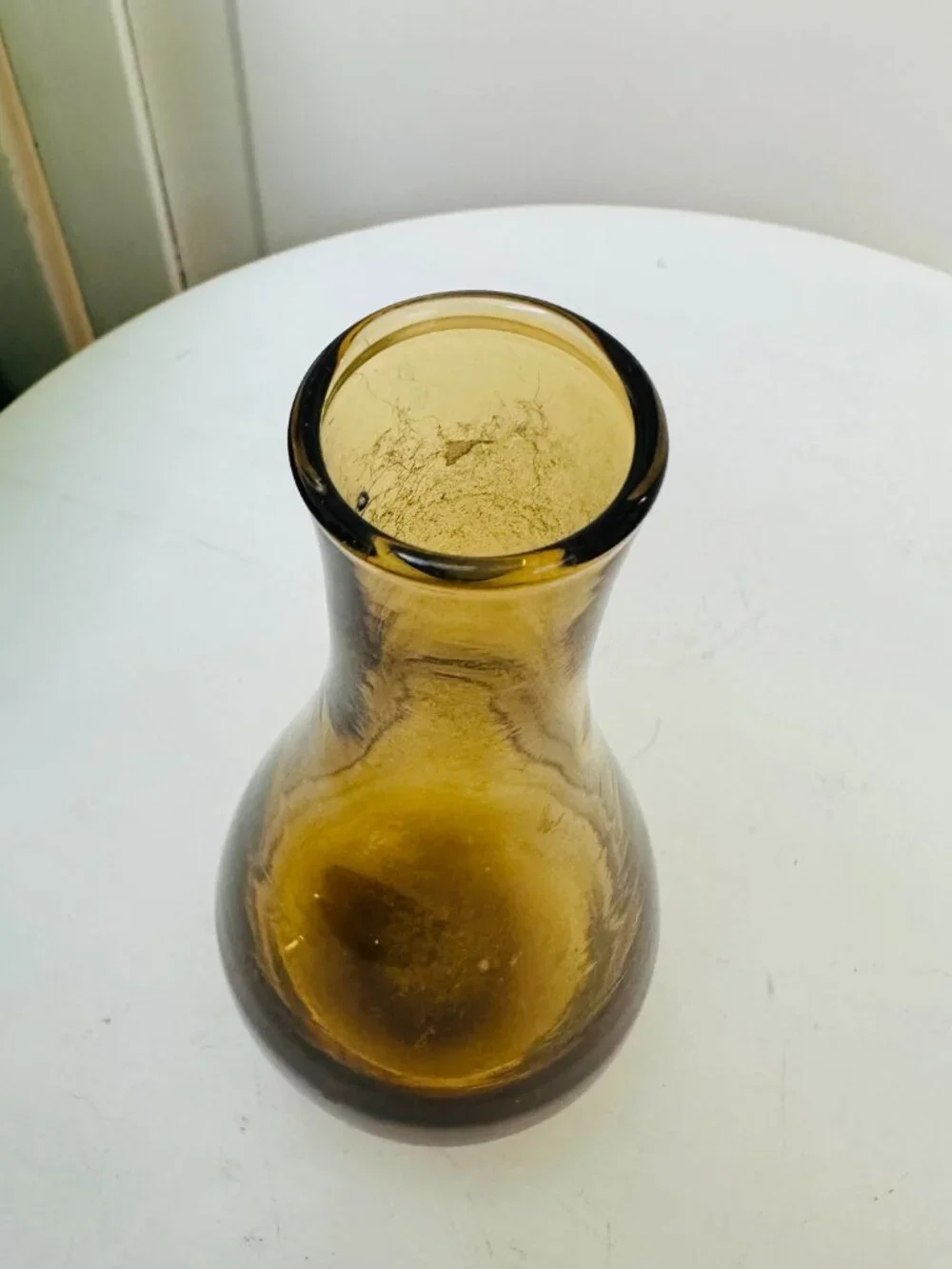 Pier 1 Amber Glass Bud Vase Early 2000s Hand Blown Style Decorative Vase
